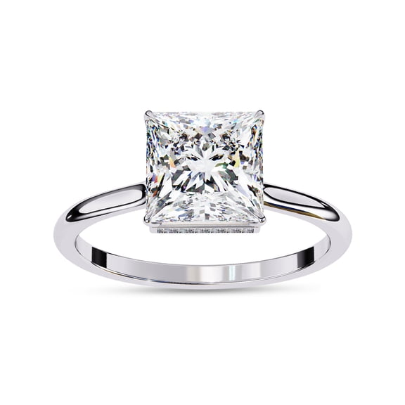 IGI Certified Lab Grown Diamond Engagement Ring | Center 7mm Princess Cut Solitaire Halo Stackable Promise Rings For Women In 18k Solid White Gold | F-G, VS-SI Quality (2.25 Ctw) Ring Size-7