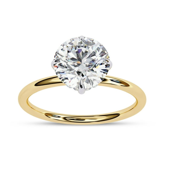 IGI Certified Lab Grown Diamond Engagement Ring | Center 8.5mm Round Cut Solitaire Stackable Wedding Promise Rings For Women 14k Solid Yellow Gold | F-G, VS-SI Quality (2.40 Ctw) Ring Size-8