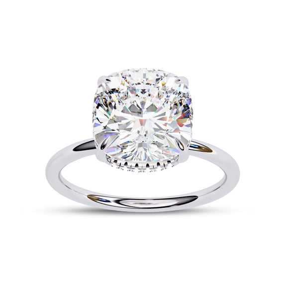 IGI Certified Lab Grown Diamond Engagement Ring | Center 8.7mm Cushion Cut Solitaire Stackable Wedding Promise Rings For Women 14k Solid White Gold | F-G, VS-SI Quality (2.80 Ctw) Ring Size-8