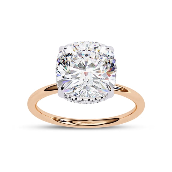 IGI Certified Lab Grown Diamond Engagement Ring | Center 8.7mm Cushion Cut Solitaire Stackable Wedding Promise Rings For Women 18K Solid Rose Gold | F-G, VS-SI Quality (2.80 Ctw) Ring Size-9