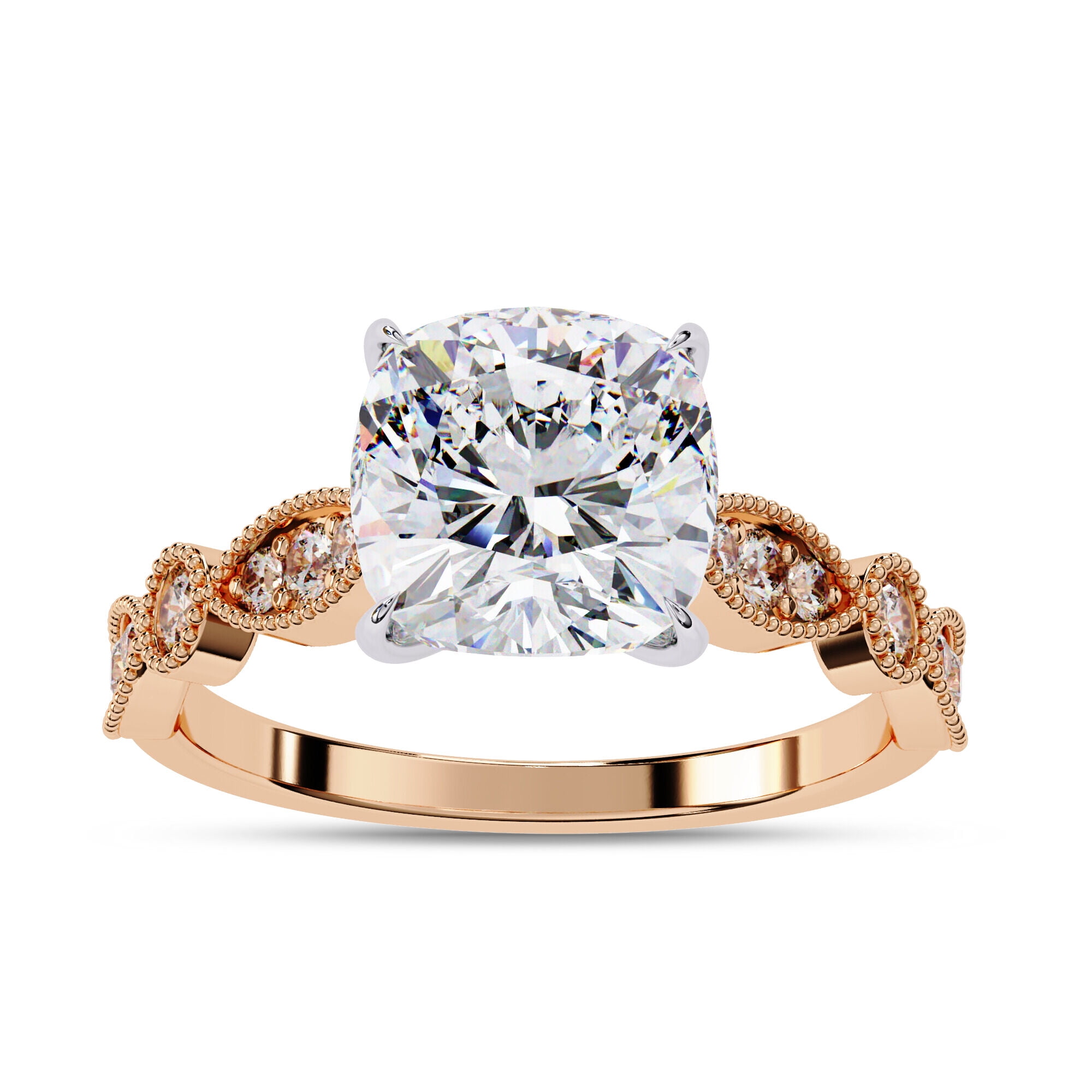 IGI Certified Lab Grown Diamond Engagement Ring | Center 8mm Cushion ...