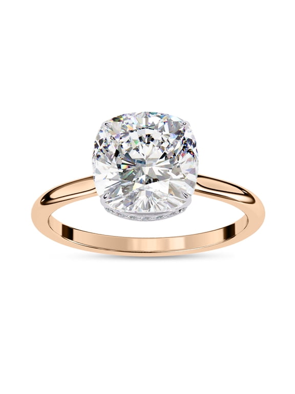 IGI Certified Lab Grown Diamond Engagement Ring | Center 8mm Cushion Cut Solitaire Stackable Promise Rings For Women In 14k Solid Rose Gold | F-G, VS-SI Quality (2.75 Ctw) Ring Size-7.5
