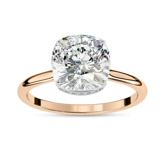 IGI Certified Lab Grown Diamond Engagement Ring | Center 8mm Cushion Cut Solitaire Stackable Promise Rings For Women In 18K Solid Rose Gold | F-G, VS-SI Quality (2.75 Ctw) Ring Size-9