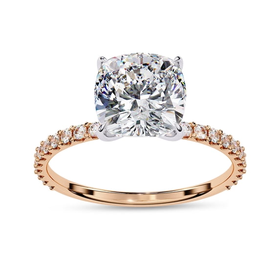 IGI Certified Lab Grown Diamond Engagement Ring | Center 8mm Cushion Cut Solitaire Stackable Promise Rings For Women In 18K Solid Rose Gold | F-G, VS-SI Quality (2.95 Ctw) Ring Size-10