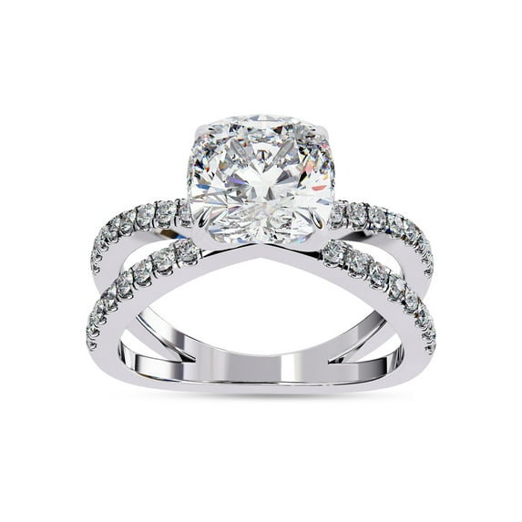 IGI Certified Lab Grown Diamond Engagement Ring | Center 8mm Cushion Cut Split Shank Solitaire Hidden Halo Wedding Rings For Women In 14k Solid White Gold | F-G, VS-SI Quality (2.45 Ctw) Ring Size-10