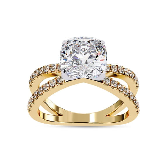 IGI Certified Lab Grown Diamond Engagement Ring | Center 8mm Cushion Cut Split Shank Solitaire Hidden Halo Wedding Rings For Women In 18k Solid Yellow Gold | F-G, VS-SI Quality (2.45 Ctw) Ring Size-4