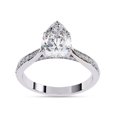 thumbnail image 1 of IGI Certified Lab Grown Diamond Engagement Ring | Center 8x6MM Pear Cut Solitaire Stackable Wedding Rings For Women In 18K Solid White Gold | F-G, VS-SI Quality (1.05 Ctw) Ring Size-6.5, 1 of 7