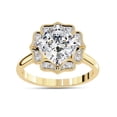 thumbnail image 1 of IGI Certified Lab Grown Diamond Engagement Ring | Center 9MM Cushion Cut Floral Halo Solitaire Wedding Rings For Women In 18K Solid Yellow Gold | F-G, VS-SI Quality (3.50 Ctw) Ring Size-6, 1 of 7