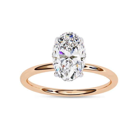 IGI Certified Lab Grown Diamond Engagement Ring | Center 9x6mm Oval Cut Solitaire Stackable Wedding Promise Rings For Women 18K Solid Rose Gold | F-G, VS-SI Quality (1.25 Ctw) Ring Size-9.5