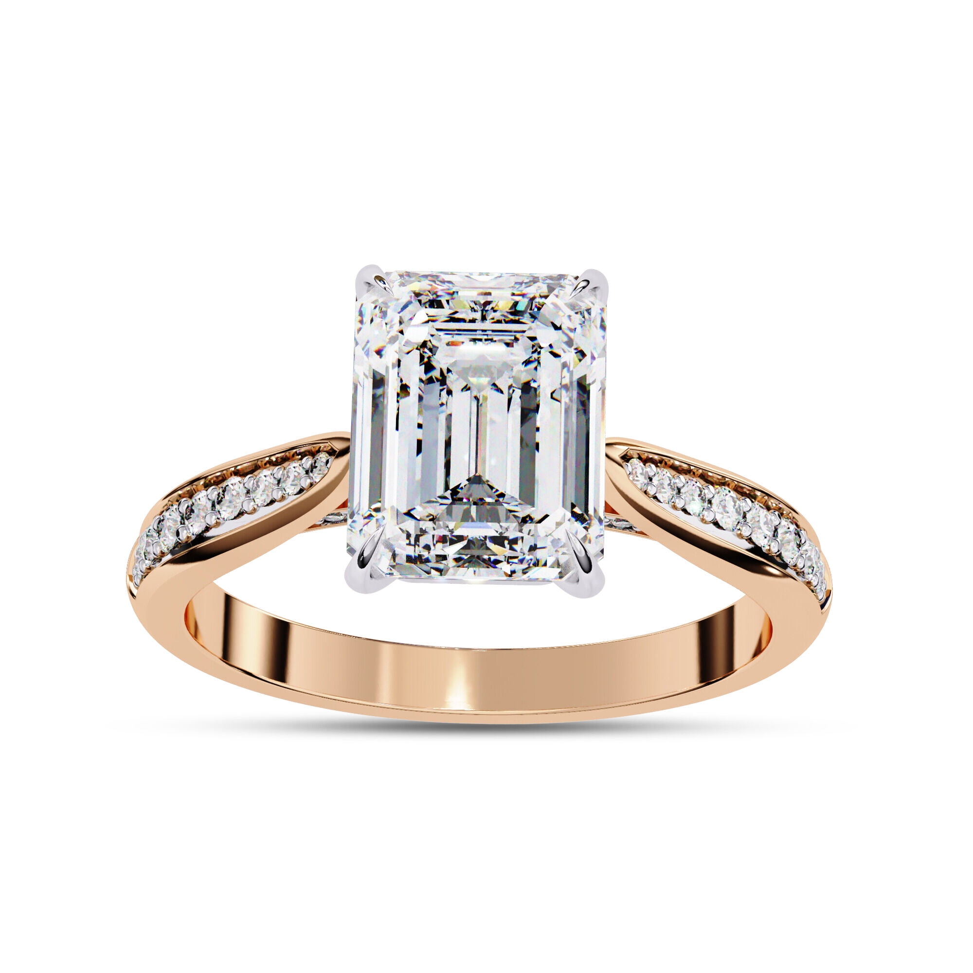 IGI Certified Lab Grown Diamond Engagement Ring | Center 9x7MM Emerald ...