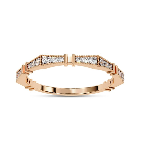 IGI Certified Lab Grown Diamond Eternity Style Milgrain Stackable Engagement Wedding Band Rings For Women In 18K Solid Rose Gold | F-G, VS-SI Quality (0.16 Cttw)