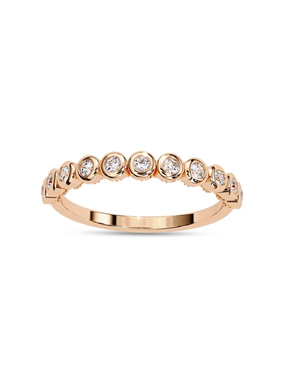 IGI Certified Lab Grown Diamond Half Eternity Bubble Wedding Band Rings for Women, Round Cut Diamond Anniversary Ring In 14K Solid Rose Gold F-G, VS-SI Quality (0.17 Cttw) Ring Size-8