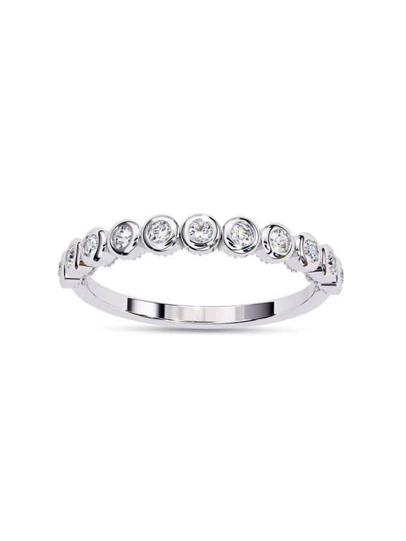 IGI Certified Lab Grown Diamond Half Eternity Bubble Wedding Band Rings for Women, Round Cut Diamond Anniversary Ring In 14K Solid White Gold F-G, VS-SI Quality (0.17 Cttw) Ring Size-9