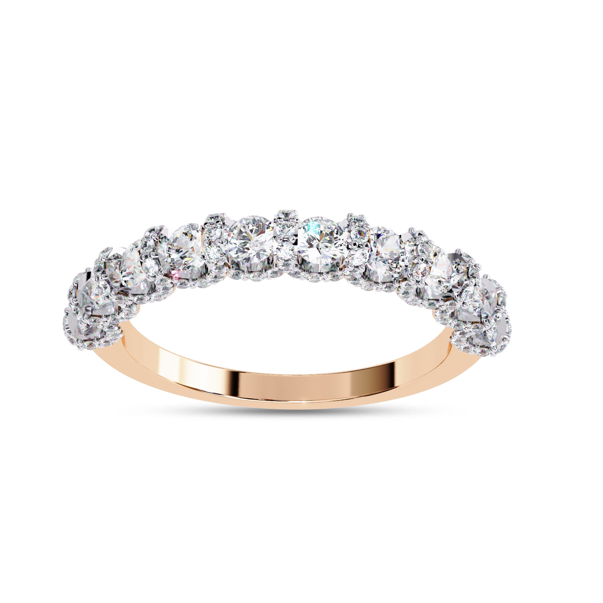 IGI Certified Lab Grown Diamond Half Eternity Cluster Wedding Band IGI Certified Lab Grown Diamond Half Eternity Cluster Wedding Band
