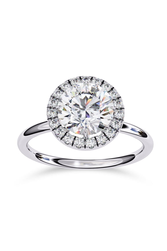 IGI Certified Lab Grown Diamond Halo Solitaire Engagement Rings for Women, Center 7.5mm Round Cut Anniversary Wedding Rings In 14K Solid White Gold F-G, VS-SI Quality (1.70 Cttw) Ring Size-9.5