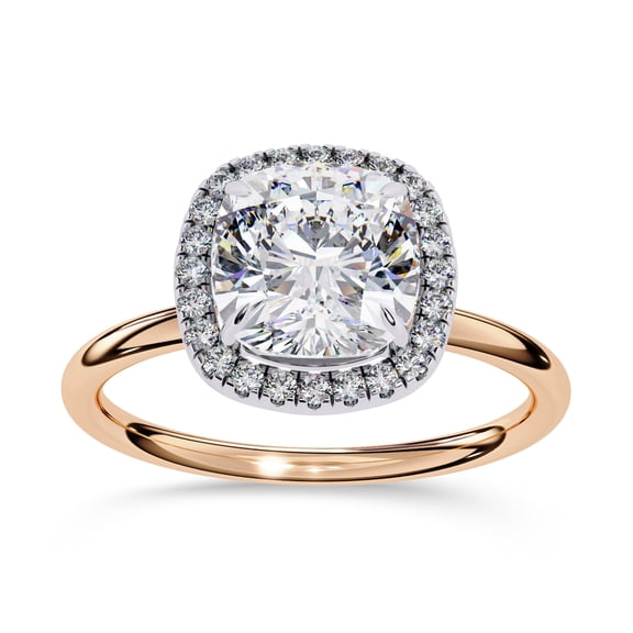 IGI Certified Lab Grown Diamond Halo Solitaire Engagement Rings for Women, Center 7mm Cushion Cut Anniversary Wedding Rings In 18K Solid Rose Gold F-G, VS-SI Quality (1.90 Cttw) Ring Size-5.5