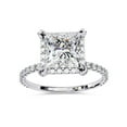 thumbnail image 1 of IGI Certified Lab Grown Diamond Halo Solitaire Engagement Rings for Women, Center 7mm Princess Cut Half Eternity Wedding Rings In 14K Solid White Gold F-G, VS-SI Quality (2.50 Cttw) Ring Size-5.5, 1 of 1