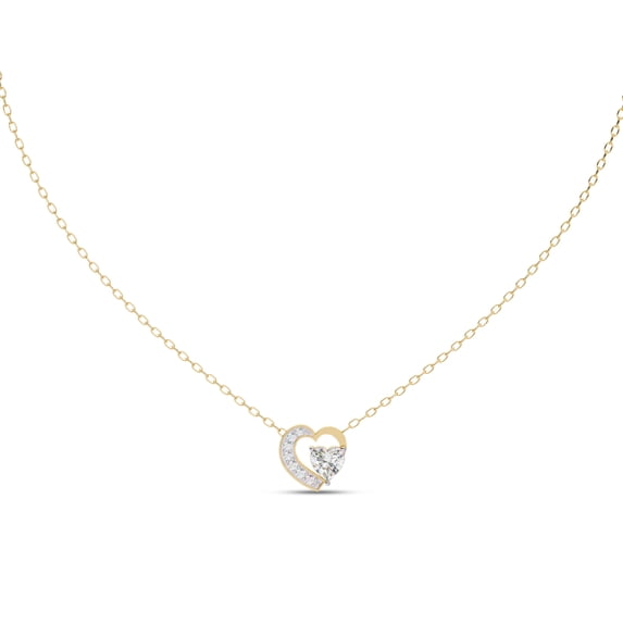 IGI Certified Lab Grown Diamond Heart Pendant Necklace for Women | Center 6mm Heart Cut Diamond Necklace with 18 Inch Cable Chain 14K Solid Yellow Gold F-G, VS-SI Quality (0.85 Ctw)