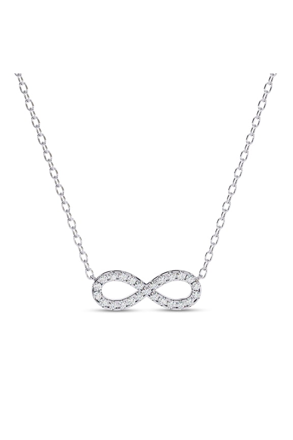 IGI Certified Lab Grown Diamond Infinity Pendant Necklace for Women | 1/3ctw Round Cut Diamond Necklace with 18 Inch Cable Chain 14K Solid White Gold F-G, VS-SI Quality (0.33 Ctw)