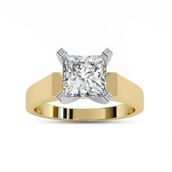 IGI Certified Lab Grown Diamond Ring | 6.5MM Princess Cut 4-Prong Solitaire Style Engagement Promise Rings For Women In 14k Solid Yellow Gold | F-G, VS-SI Quality (1.70 Ctw) Ring Size-9