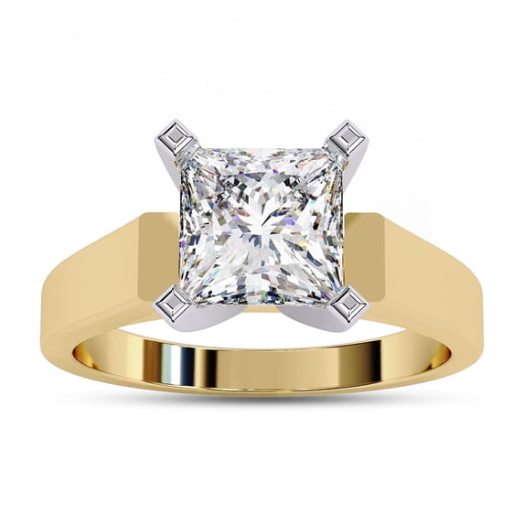 IGI Certified Lab Grown Diamond Ring | 6.5MM Princess Cut 4-Prong Solitaire Style Engagement Promise Rings For Women In 14k Solid Yellow Gold | F-G, VS-SI Quality (1.70 Ctw) Ring Size-7.5
