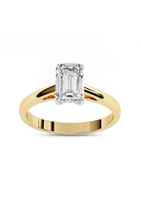 IGI Certified Lab Grown Diamond Ring | 7.5x5mm Emerald Cut 4-Prong Solitaire Engagement Promise Rings For Women In 14k Solid Yellow Gold | F-G, VS-SI Quality (1.20 Ctw) Ring Size-6