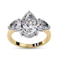 thumbnail image 1 of IGI Certified Lab Grown Diamond Ring | Center 11x7mm Pear Cut Three Stone Engagement Promise Rings For Women In 14k Solid Yellow Gold | F-G, VS-SI Quality (3.00 Ctw) Ring Size-6, 1 of 7