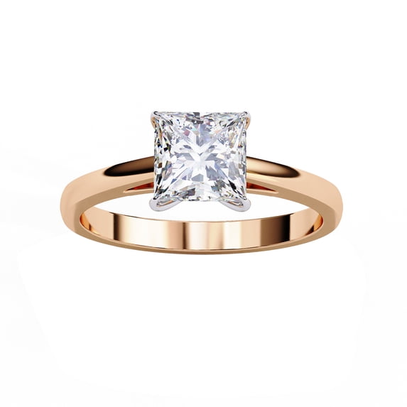 IGI Certified Lab Grown Diamond Ring | Center 5.5MM Princess Cut Solitaire Engagement Wedding Promise Rings For Women In 18k Solid Rose Gold | F-G, VS-SI Quality (1.00 Ctw) Ring Size-9