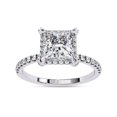 thumbnail image 1 of IGI Certified Lab Grown Diamond Ring | Center 7MM Princess Cut Halo Solitaire Engagement Wedding Rings For Women In 14k Solid White Gold | F-G, VS-SI Quality (2.40 Ctw) Ring Size-7, 1 of 7