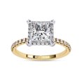 thumbnail image 1 of IGI Certified Lab Grown Diamond Ring | Center 7MM Princess Cut Halo Solitaire Engagement Wedding Rings For Women In 18K Solid Yellow Gold | F-G, VS-SI Quality (2.40 Ctw) Ring Size-4, 1 of 7