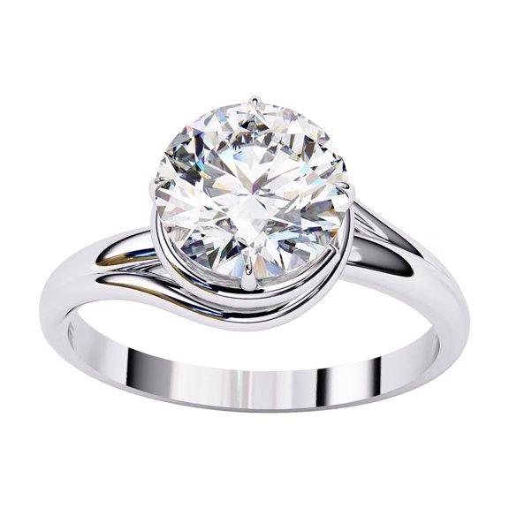 IGI Certified Lab Grown Diamond Ring | Center 7MM Round Cut Solitaire Bypass Engagement Promise Rings For Women In 14k Solid White Gold | F-G, VS-SI Quality (1.30 Ctw) Ring Size-6