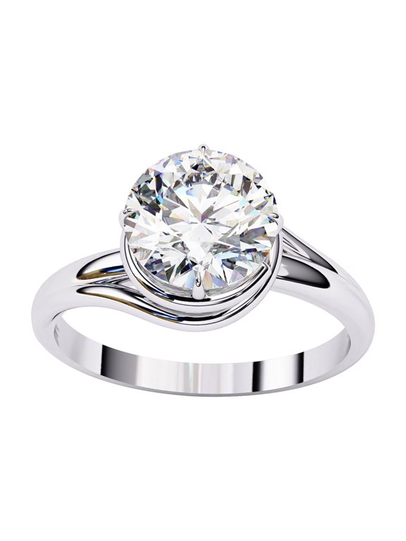 IGI Certified Lab Grown Diamond Ring | Center 7MM Round Cut Solitaire Bypass Engagement Promise Rings For Women In 14k Solid White Gold | F-G, VS-SI Quality (1.30 Ctw) Ring Size-6