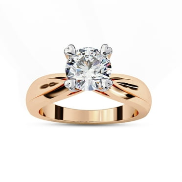 IGI Certified Lab Grown Diamond Ring | Center 7MM Round Cut Solitaire Engagement Wedding Promise Rings For Women In 18k Solid Rose Gold | F-G, VS-SI Quality (1.30 Ctw) Ring Size-8.5