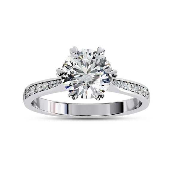 IGI Certified Lab Grown Diamond Ring | Center 7MM Round Cut Solitaire Engagement Wedding Promise Rings For Women In 18k Solid White Gold | F-G, VS-SI Quality (1.40 Ctw) Ring Size-4