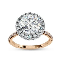 IGI Certified Lab Grown Diamond Ring | Center 8.5MM Round Cut Halo Solitaire Engagement Promise Rings For Women In 14k Solid Rose Gold | F-G, VS-SI Quality (2.90 Ctw) Ring Size-4.5