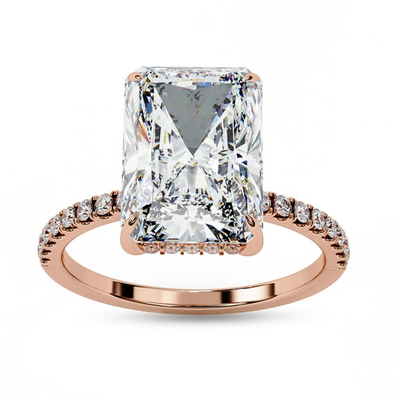 IGI Certified Lab Grown Diamond Ring | Center 8.5x6.5MM Radiant Cut Solitaire Engagement Promise Rings For Women In 18k Solid Rose Gold | F-G, VS-SI Quality (2.70 Ctw) Ring Size-10