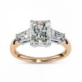 thumbnail image 1 of IGI Certified Lab Grown Diamond Ring | Center 8.5x6.5mm Radiant Cut Three Stone Engagement Promise Rings For Women In 14k Solid Rose Gold | F-G, VS-SI Quality (3.10 Ctw) Ring Size-4.5, 1 of 7