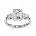 thumbnail image 1 of IGI Certified Lab Grown Diamond Ring | Center 9x6.5mm Emerald Cut Three Stone Engagement Promise Rings For Women In 18k Solid White Gold | F-G, VS-SI Quality (2.90 Ctw) Ring Size-7, 1 of 7