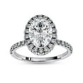 thumbnail image 1 of IGI Certified Lab Grown Diamond Ring | Center 9x6mm Oval Cut Halo Solitaire Engagement Promise Rings For Women In 14k Solid White Gold | F-G, VS-SI Quality (2.05 Ctw) Ring Size-5, 1 of 7