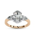 thumbnail image 1 of IGI Certified Lab Grown Diamond Ring | Center 9x6mm Oval Cut Three Stone Engagement Promise Rings For Women In 14k Solid Rose Gold | F-G, VS-SI Quality (1.50 Ctw) Ring Size-6, 1 of 7