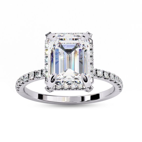 IGI Certified Lab Grown Diamond Ring | Center 9x7MM Emerald Cut Solitaire Engagement Promise Rings For Women In 18k Solid White Gold | F-G, VS-SI Quality (2.80 Ctw) Ring Size-10