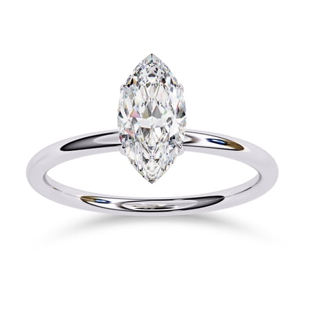 IGI Certified Lab Grown Diamond Solitaire Engagement Rings For Women, Center 10x5mm Marquise Cut 6-Prong Anniversary Wedding Ring In 18K Solid White Gold F-G, VS-SI Quality (0.80 Cttw) Ring Size-6