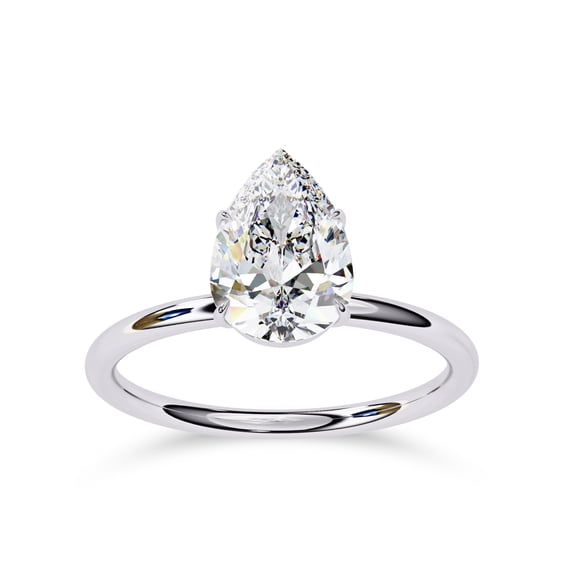 IGI Certified Lab Grown Diamond Solitaire Engagement Rings For Women, Center 8x6mm Pear Cut 4-Prong Anniversary Wedding Ring In 18K Solid White Gold F-G, VS-SI Quality (0.90 Cttw) Ring Size-9