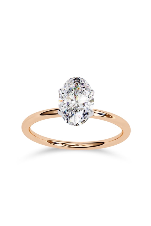 IGI Certified Lab Grown Diamond Solitaire Engagement Rings For Women, Center 9x6mm Oval Cut 4-Prong Anniversary Wedding Ring In 18K Solid Rose Gold F-G, VS-SI Quality (1.20 Cttw) Ring Size-10