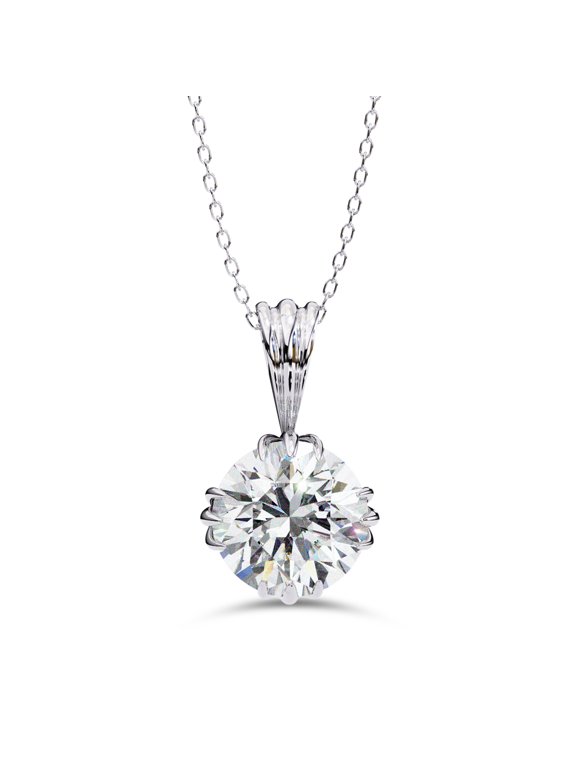IGI Certified Lab Grown Diamond Trinity Solitaire Pendant Necklace for Women | 7.9mm Round Cut Diamond Necklace with 18 Inch Chain In 14K Solid White Gold F-G, VS-SI Quality (2.00 Cttw)