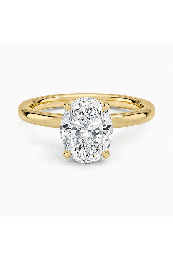 IGI Certified Oval Lab Grown Diamond Engagement Ring 14K Yellow Gold Hidden Halo Wedding Promise Ring