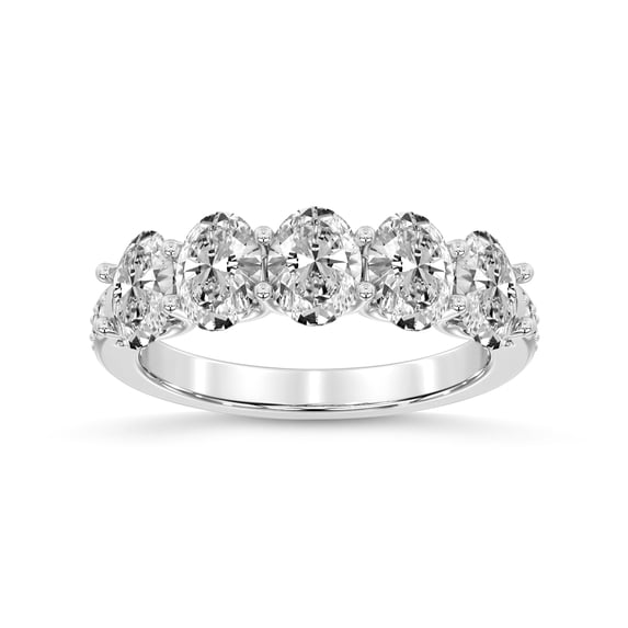 IGI Certified Oval Shape Lab Grown Diamond Anniversary Band Ring For Women | 5 Stone 1 CT TW 14K White Gold | FG-VS Quality Eliana Friendly Diamonds Band Ring