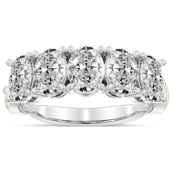 IGI Certified Oval Shape Lab Grown Diamond Anniversary Band Ring For Women | 5 Stone 5 CT TW In 14K White Gold | FG-VS1-VS2 Quality Serafina Friendly Diamonds Band Ring