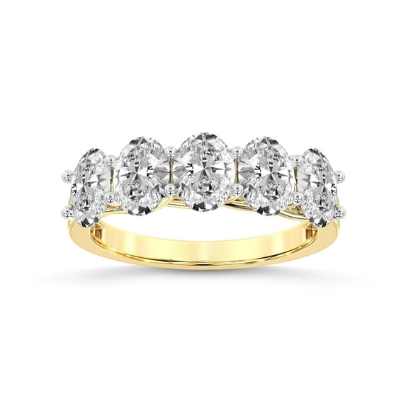 IGI Certified Oval Shape Lab Grown Diamond Anniversary Band Ring For Women | 5 Stone 1 CT TW 14K Yellow Gold | FG-VS Quality Fairleigh Friendly Diamonds Band Ring