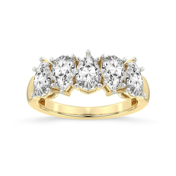 IGI Certified Pear Shape Lab Grown Diamond Anniversary Band Ring For Women | 5 Stone 2 CT TW In 14K Yellow Gold | FG-VS1-VS2 Quality Blakely Friendly Diamonds Band Ring